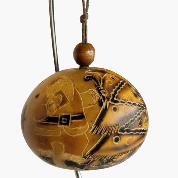 Bonaire Gourd Christmas Ornament  Pyrography Coastal Tropical Craft Folk Art - Picture 6 of 9